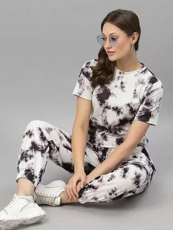 white lycra t-shirt & jogger co-ord set - 21198219 - Standard Image - 1