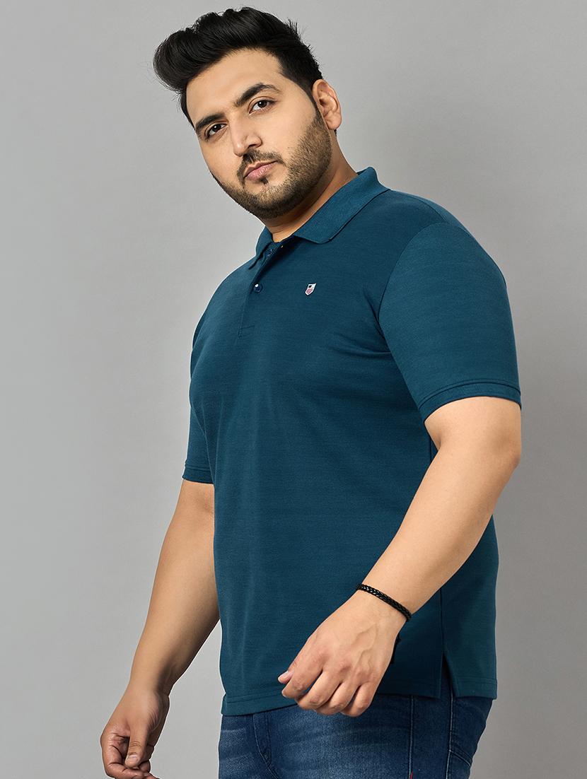 men teal regular fit polo t-shirt