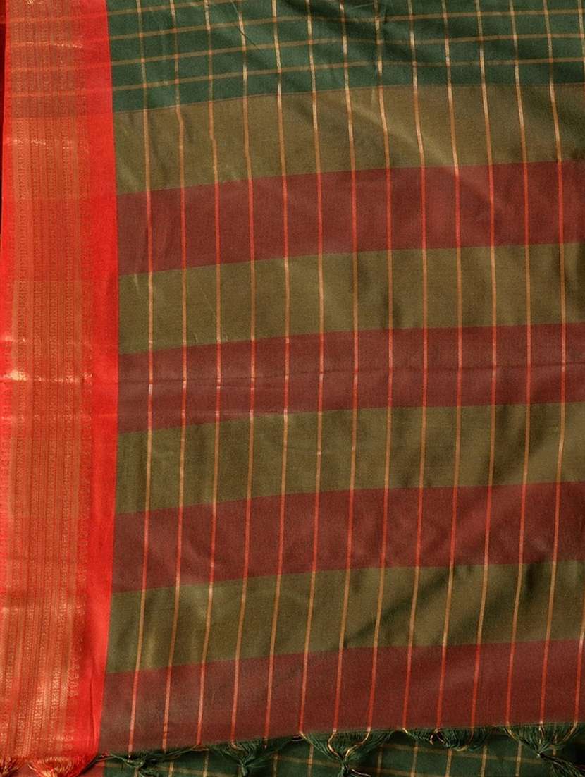 women checkered handloom saree with blouse - 21219810 -  Standard Image - 1