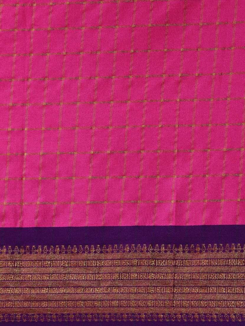 women checkered handloom saree with blouse - 21219814 -  Standard Image - 4