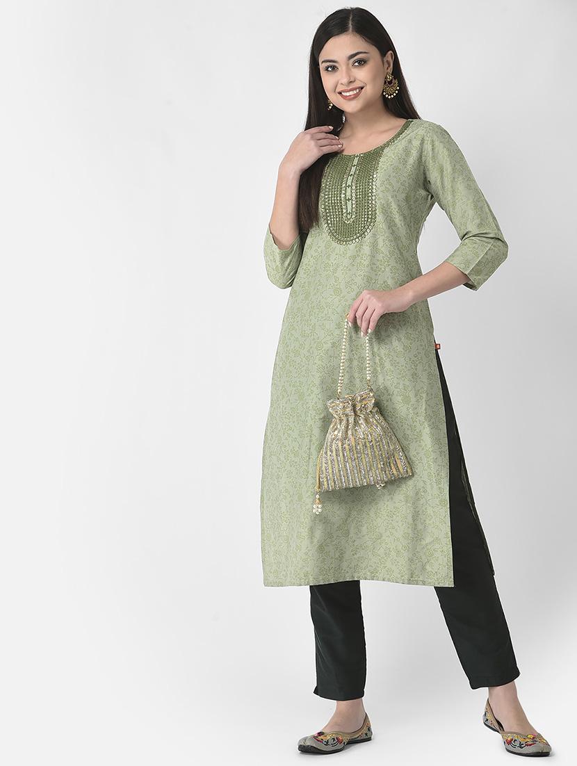 women three quarter sleeve straight kurta - 21219839 - Standard Image - 4