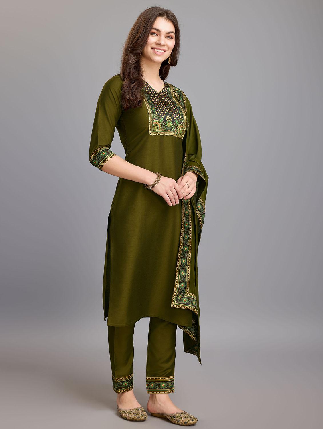 women placement print kurta pant set with dupatta - 21219879 - Standard Image - 1