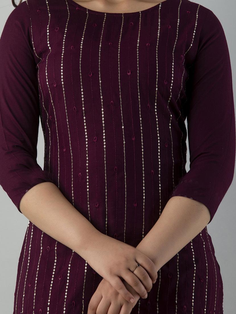 red rayon straight kurta - 21219885 - Standard Image - 4
