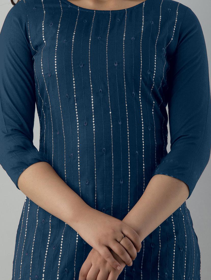 teal rayon straight kurta - 21219886 - Standard Image - 4