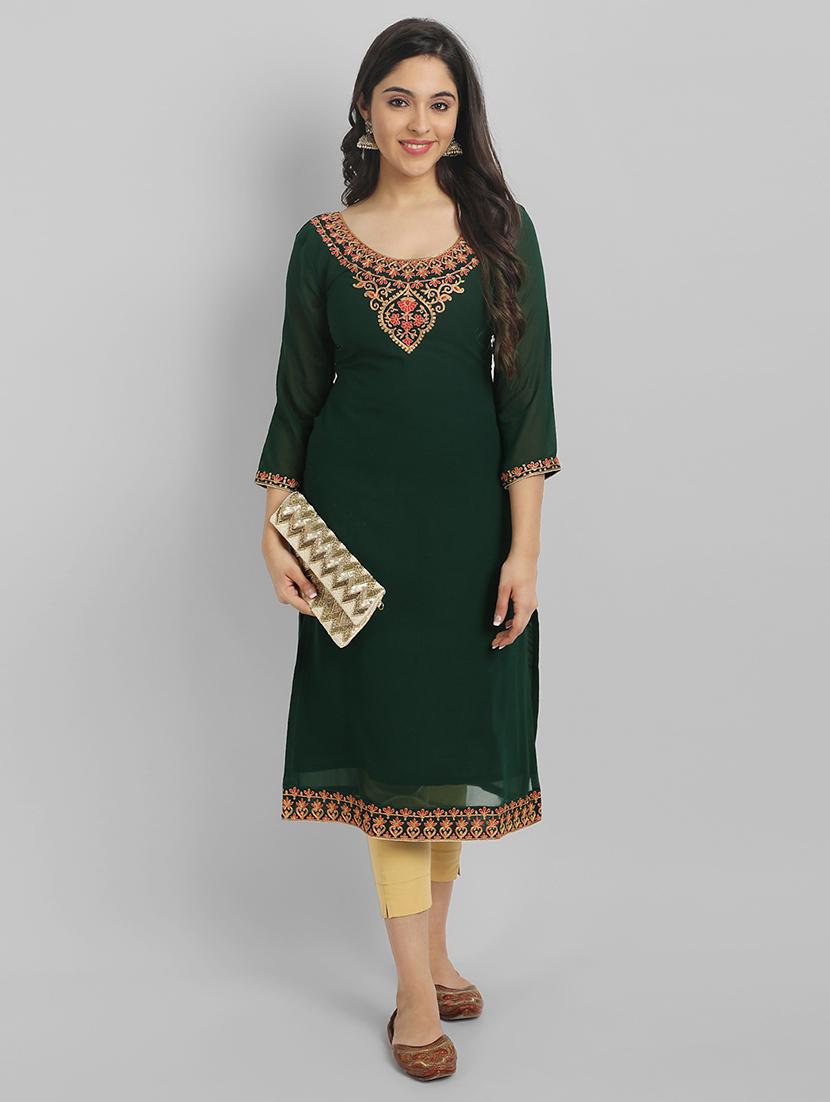 women three quarter sleeve straight kurta - 21219905 - Zoom Image - 0