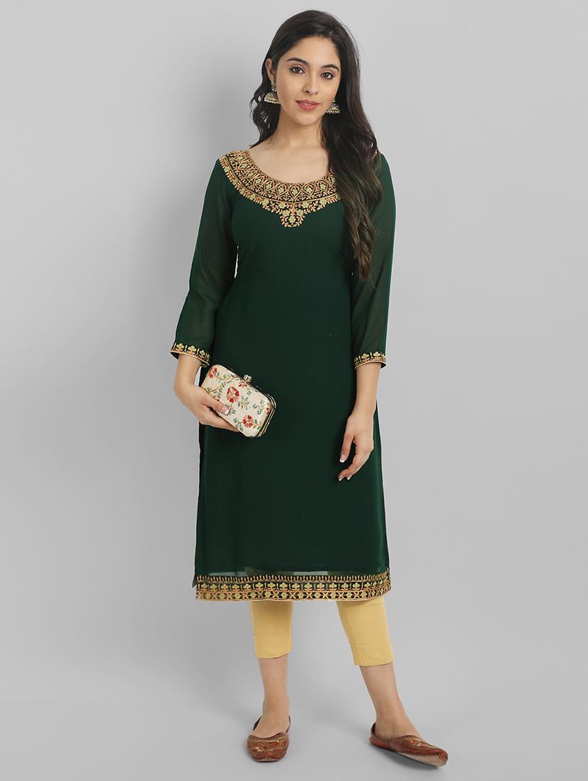 women three quarter sleeve straight kurta - 21219911 - Zoom Image - 0