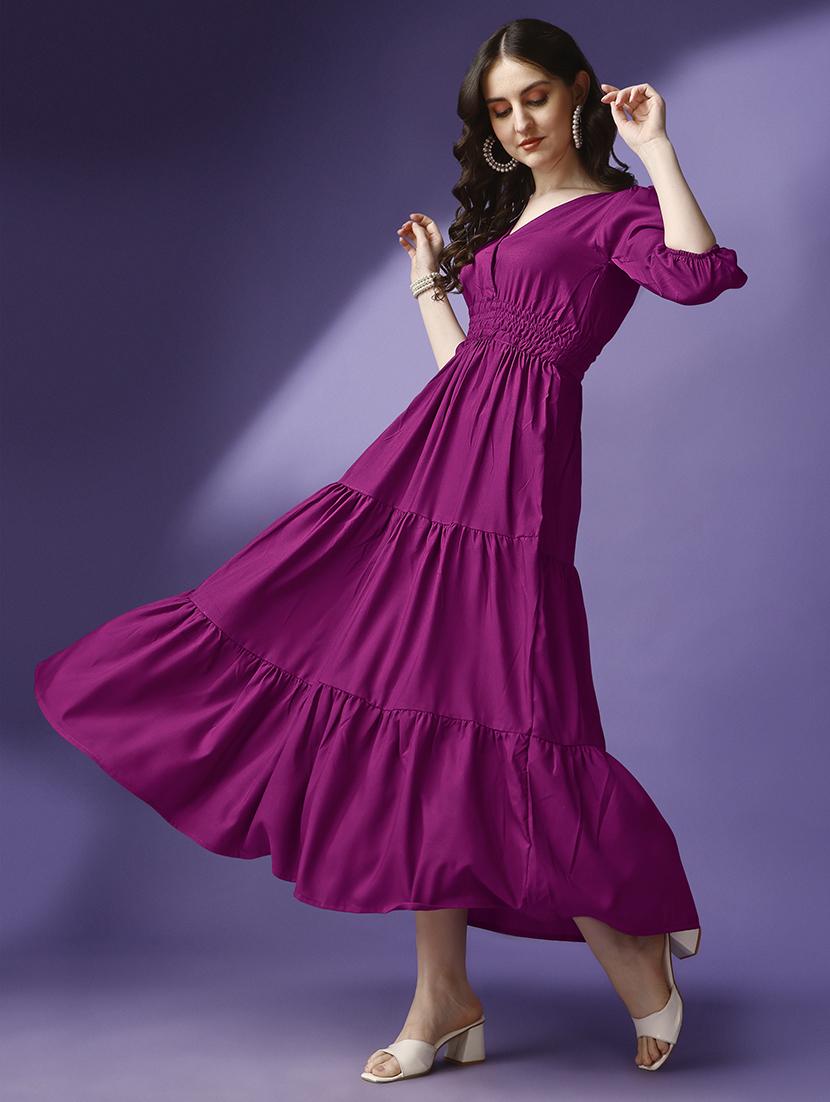women solid casual western dress - 21220813 -  Standard Image - 1
