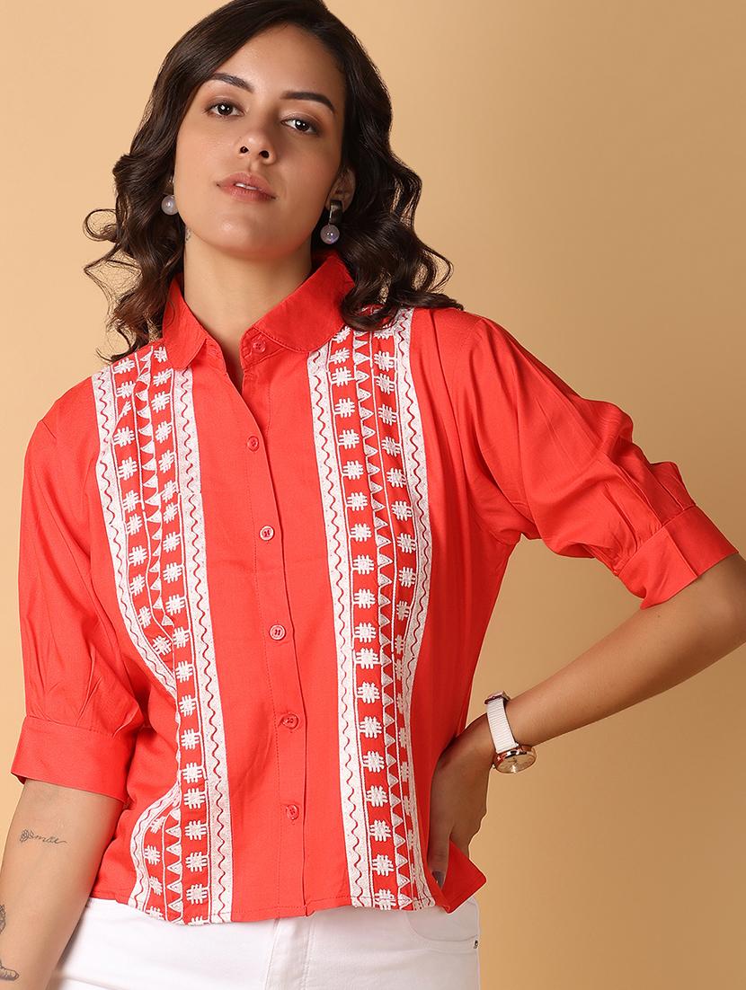 women red cotton regular top - 21220895 - Standard Image - 1