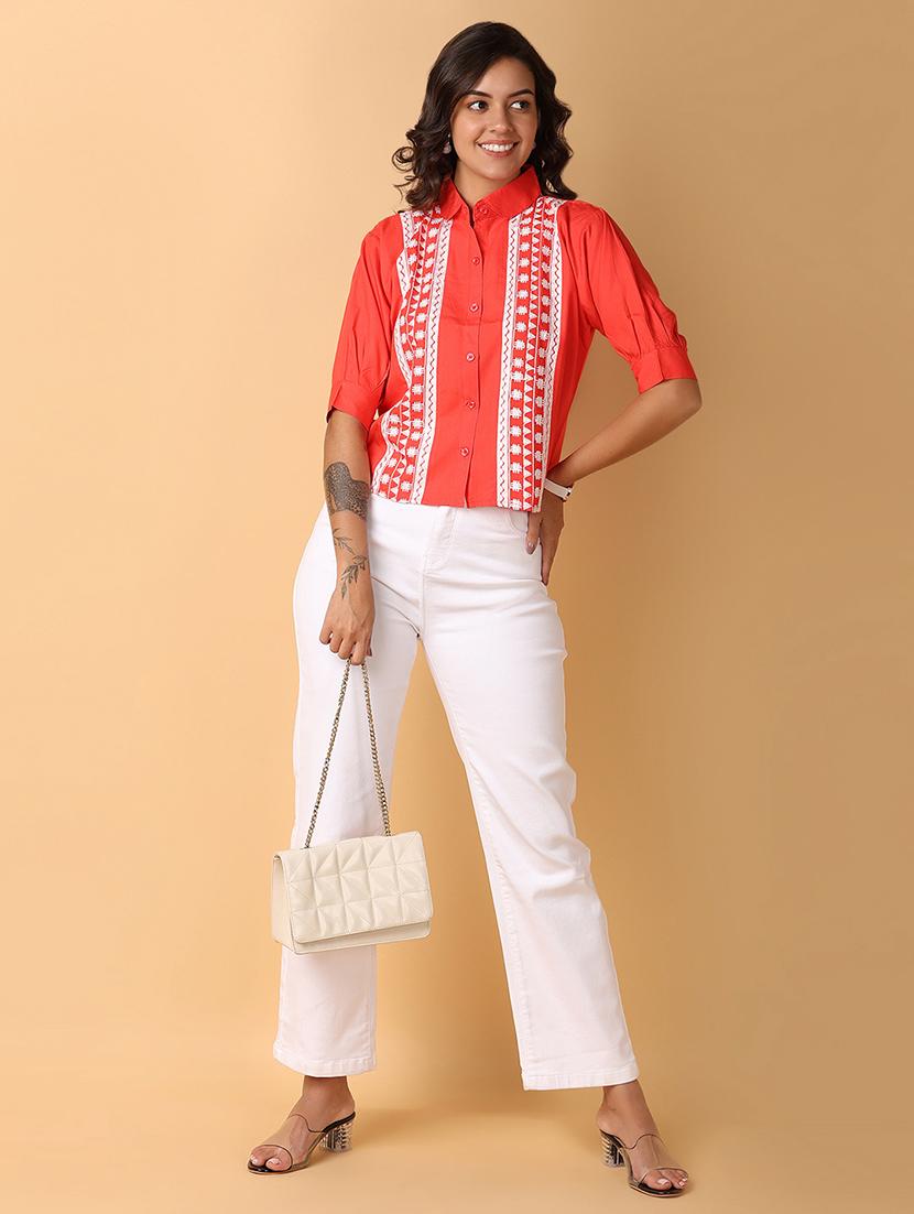 women red cotton regular top - 21220895 - Standard Image - 4