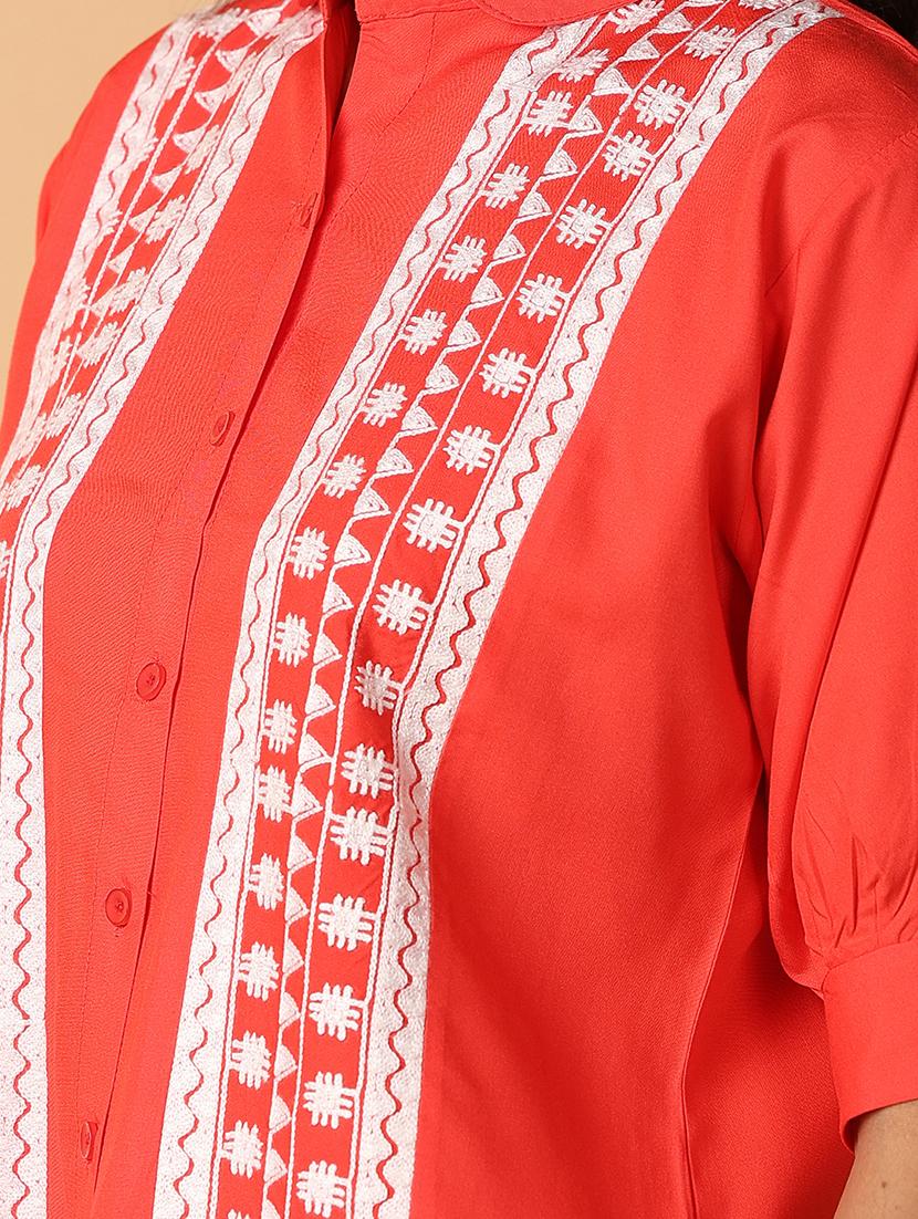 women red cotton regular top - 21220895 - Standard Image - 6