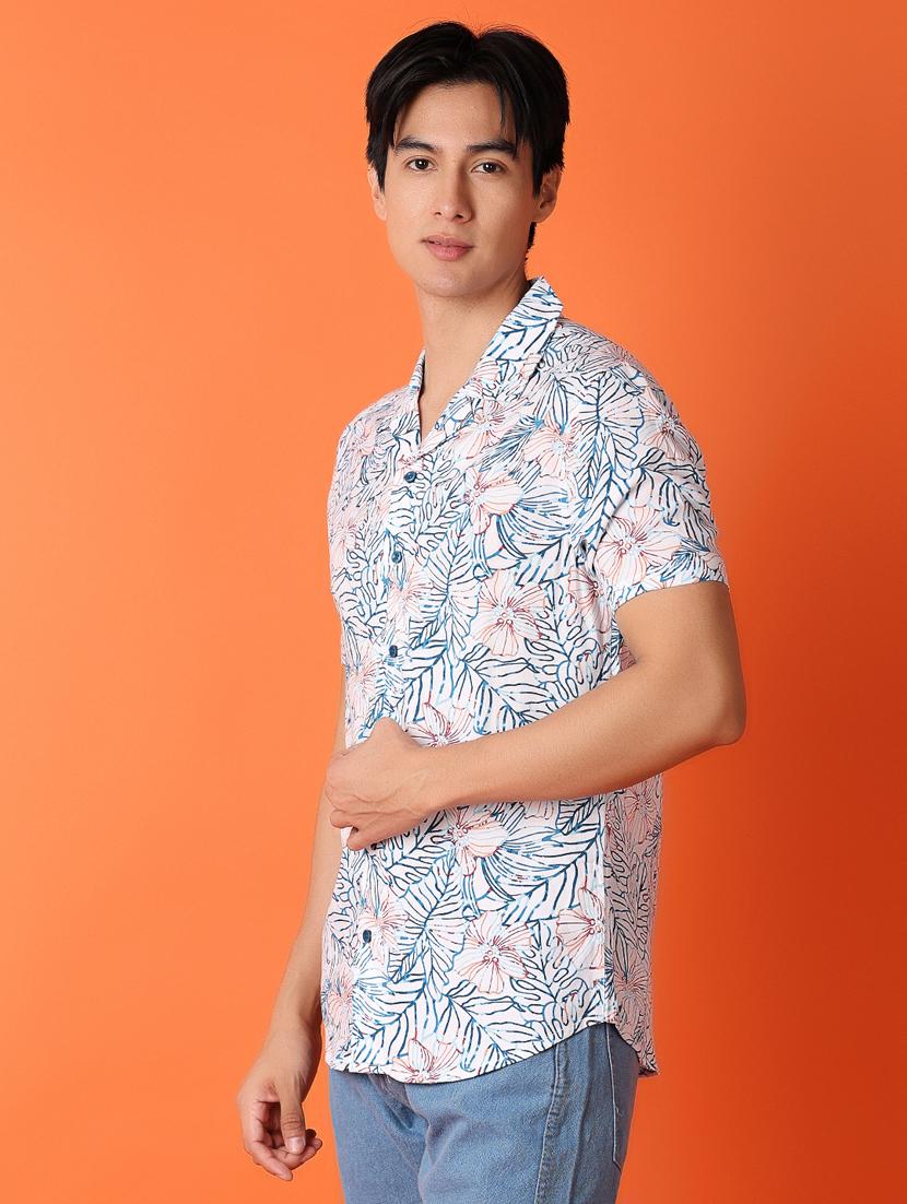 men floral printed short sleeve casual shirt - 21220916 - Standard Image - 1
