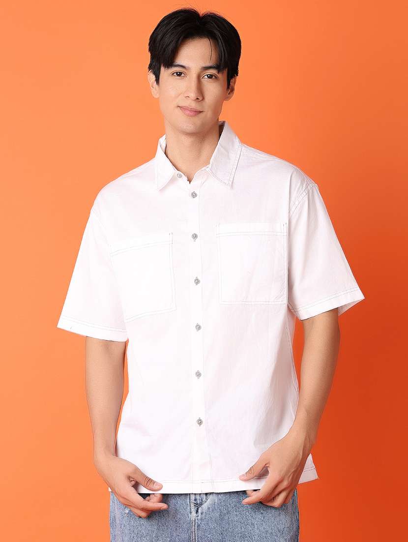 men white solid casual shirt