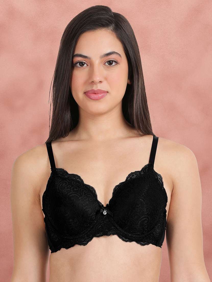 black nylon solid bra