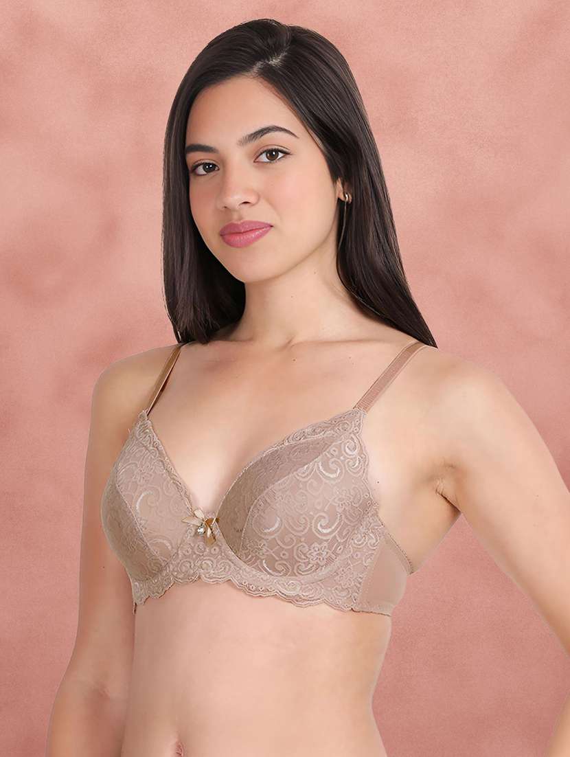 taupe nylon push up bra - 21221091 -  Standard Image - 1