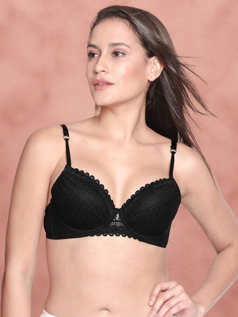 black nylon balconette bra