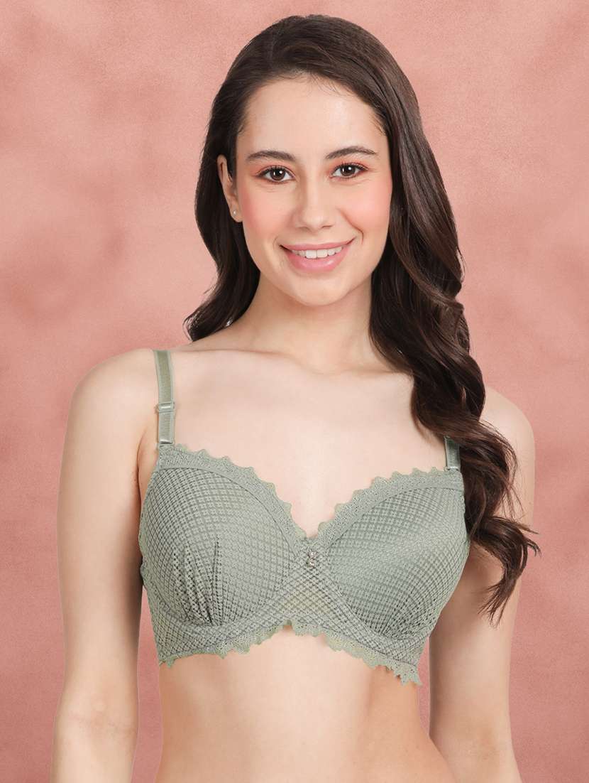 green lace balconette bra