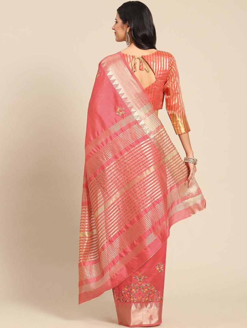 peach embroidered saree with blouse - 21221234 - Standard Image - 1