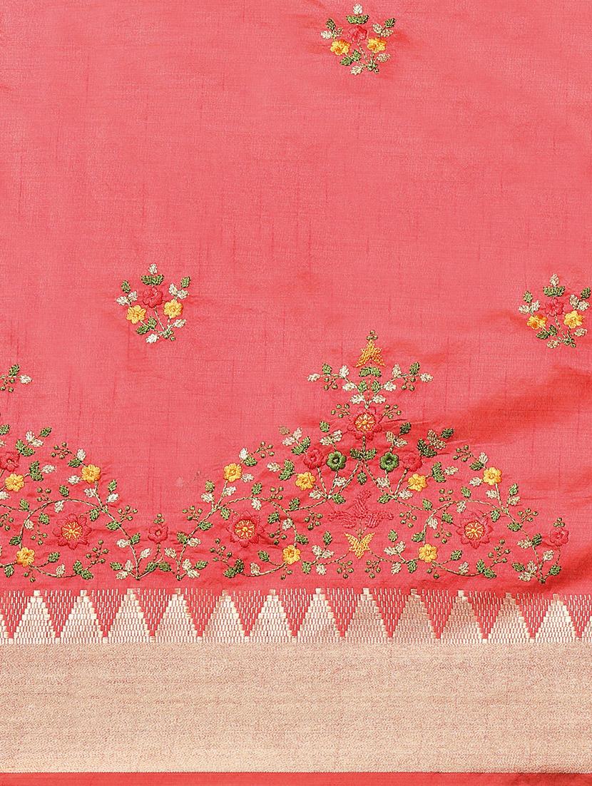 peach embroidered saree with blouse - 21221234 - Standard Image - 4