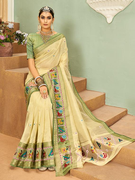 off white jacquard embroidered saree - 21221242 - Standard Image - 1