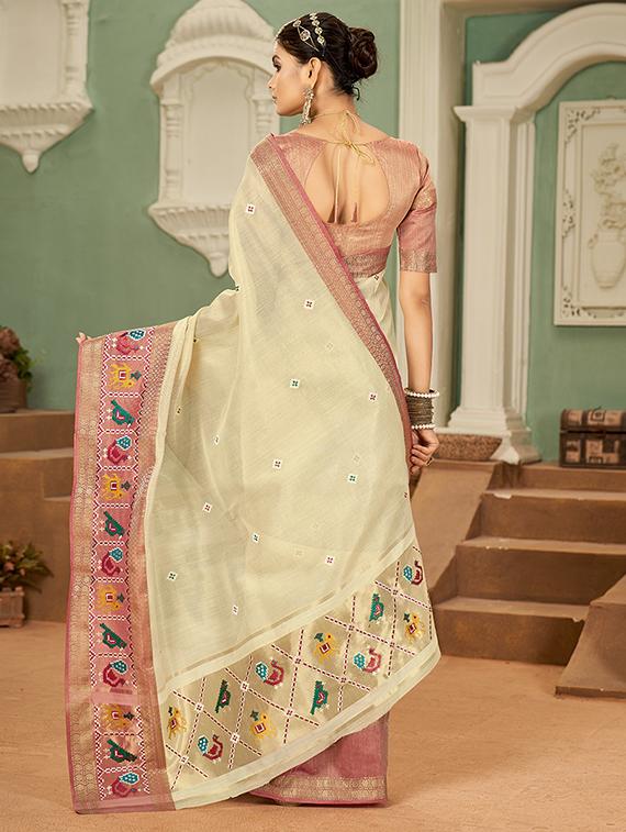 off white embroidered saree - 21221243 - Standard Image - 1