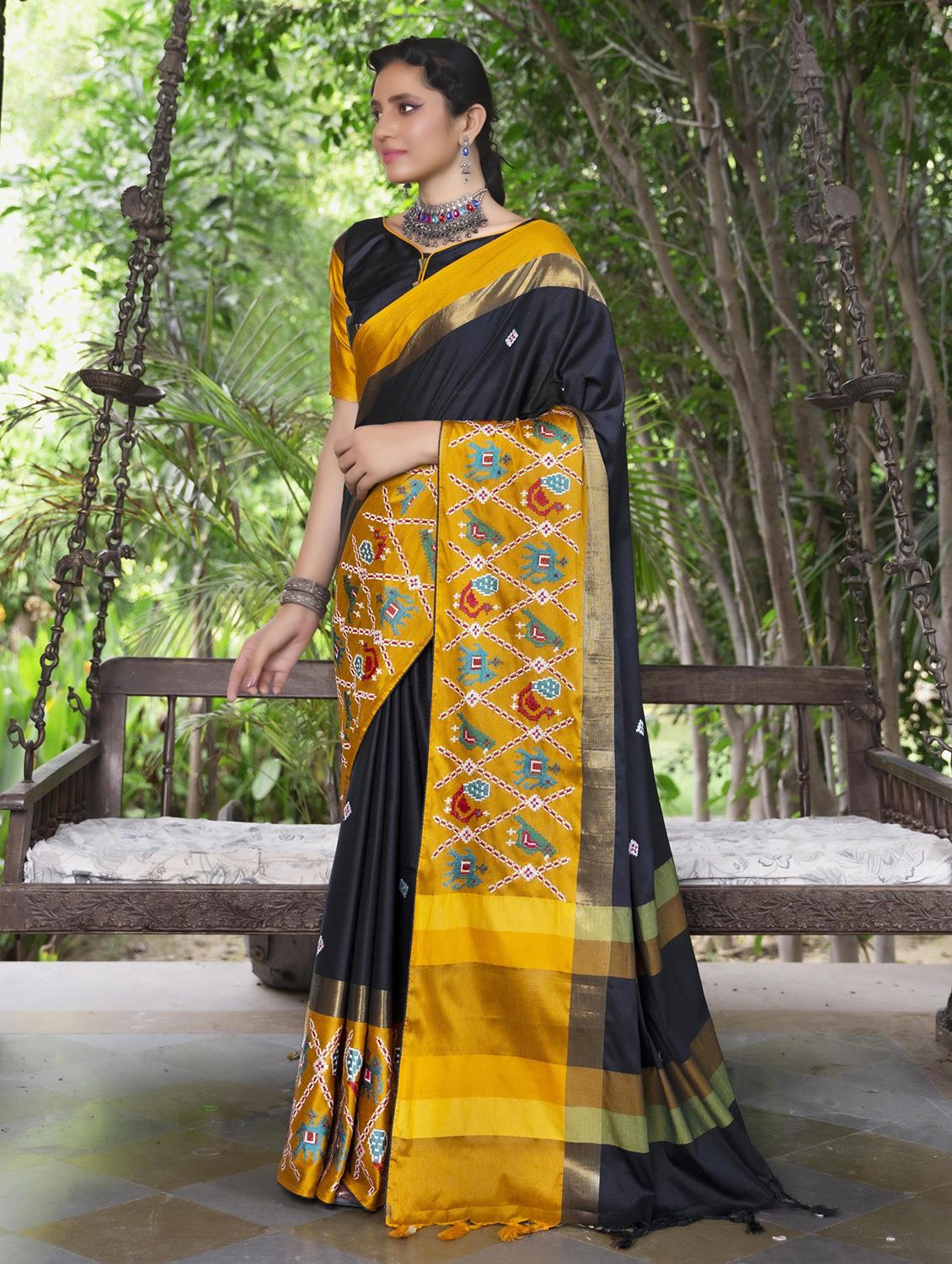 black embroidered saree with blouse - 21221248 -  Standard Image - 1