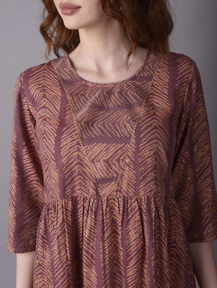 women maroon round neck flared kurti - 21221340 - Standard Image - 4