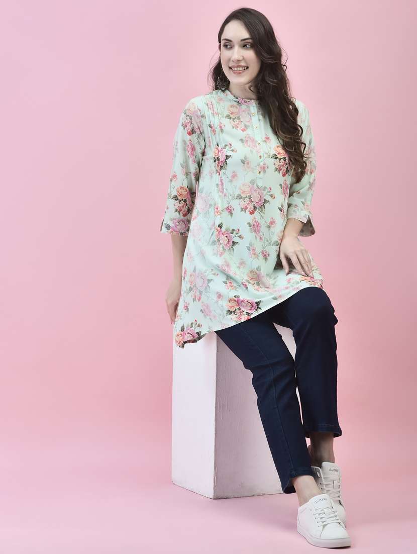 women three quarter sleeve a-line kurti
