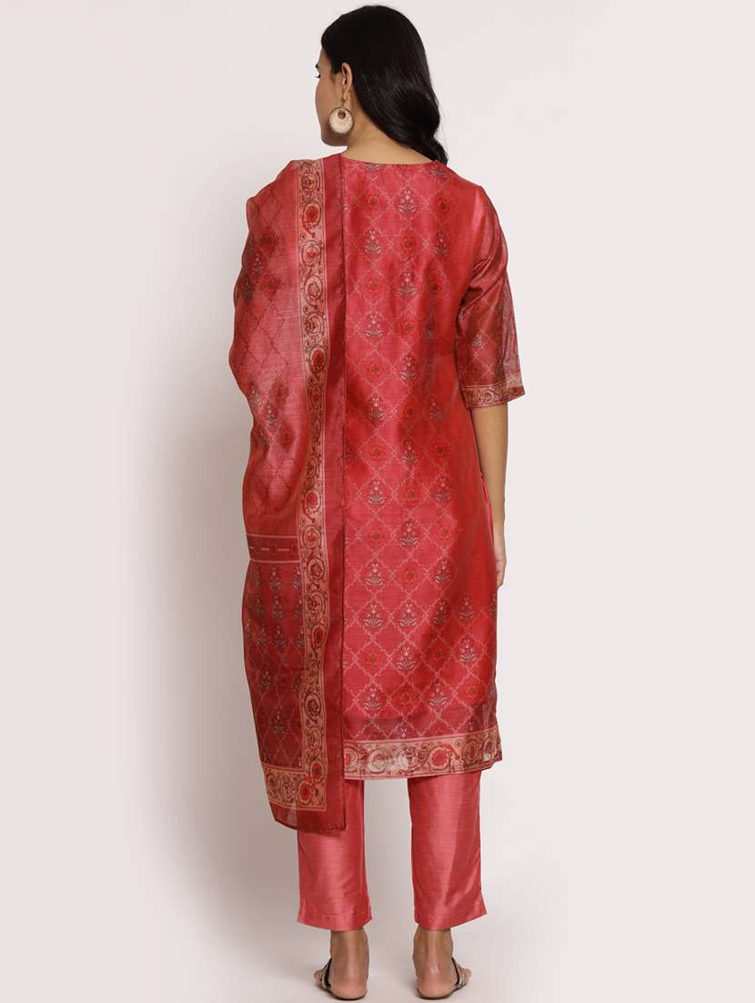 women three quarter sleeve kurta pant with dupatta set - 21221442 - Standard Image - 4