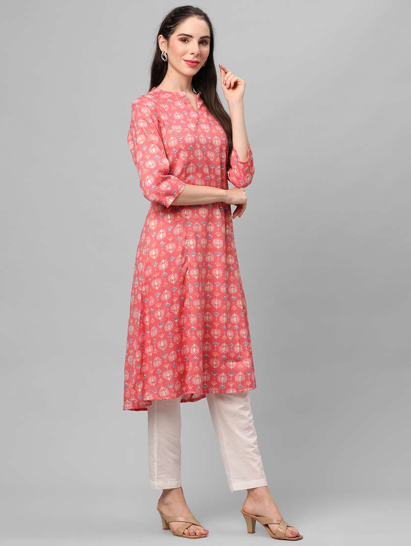 women three quarter sleeve straight kurta - 21221480 -  Standard Image - 1