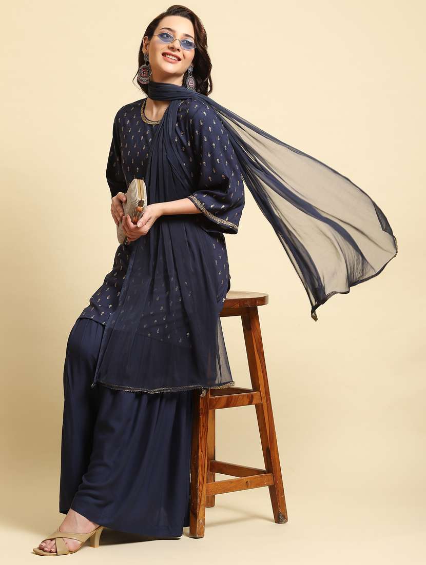 women printed kurta sharara set with dupatta - 21221484 -  Standard Image - 1