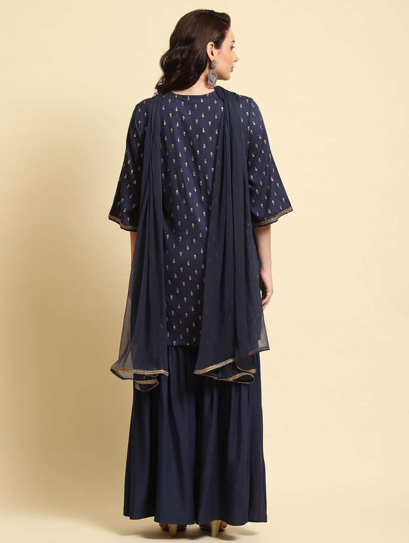 women printed kurta sharara set with dupatta - 21221484 -  Standard Image - 4