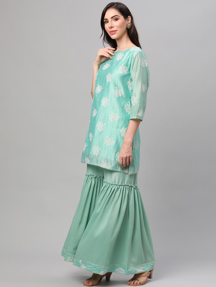 women floral kurta sharara set with dupatta - 21221485 - Standard Image - 1