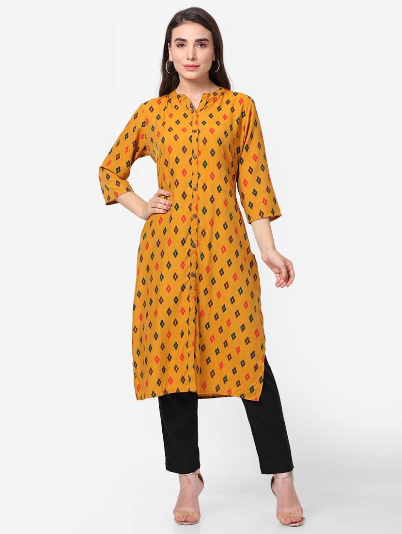 women three quarter sleeve straight kurta - 21221488 - Standard Image - 1