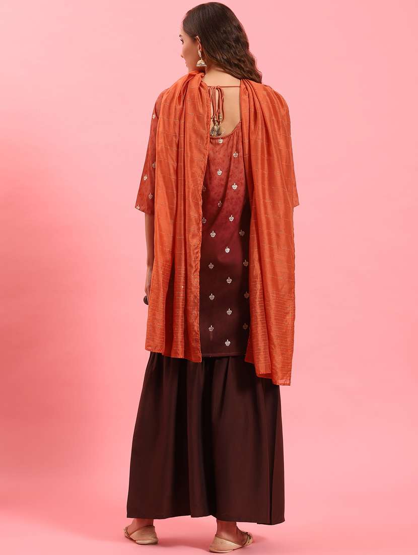 women floral round neck kurta sharara set with dupatta - 21221499 -  Standard Image - 4