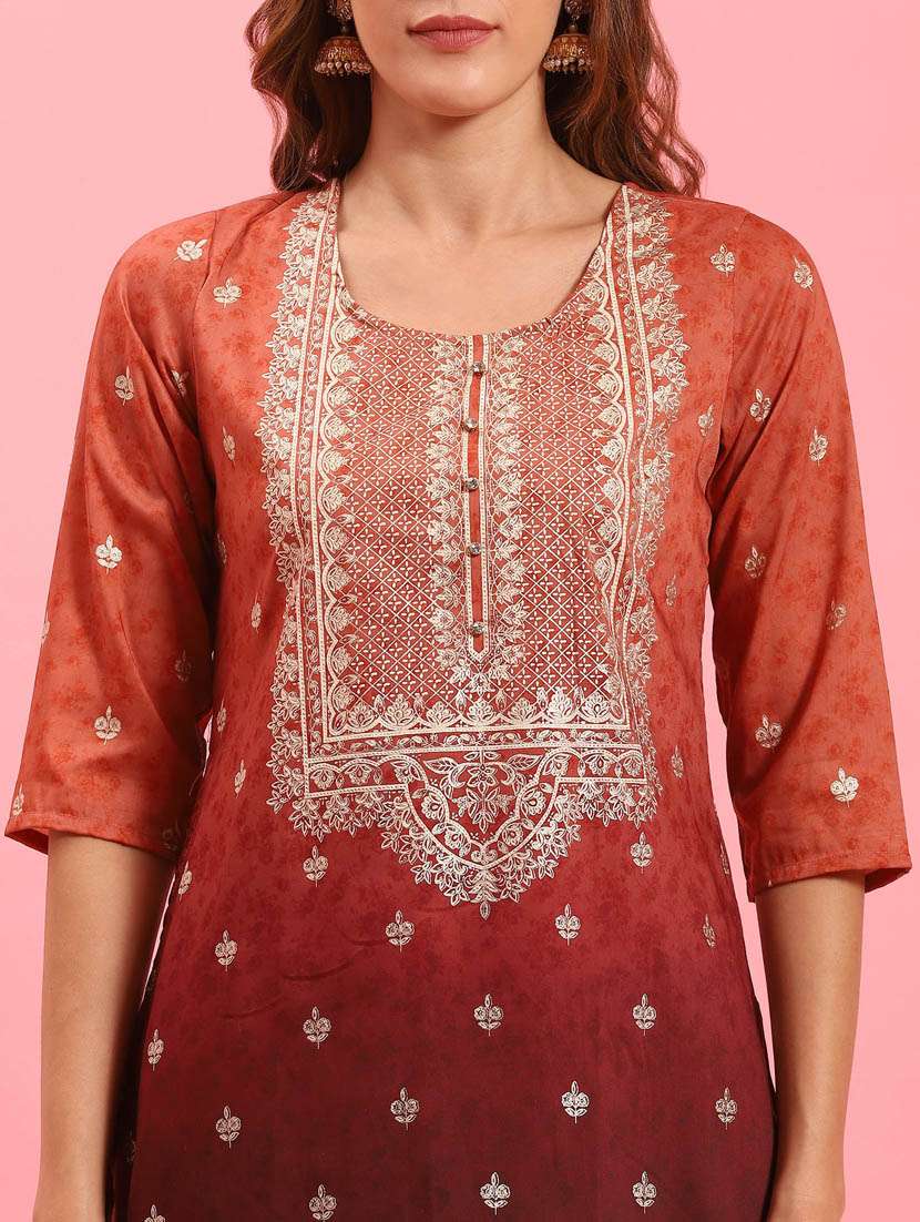 women floral round neck kurta sharara set with dupatta - 21221499 -  Standard Image - 6