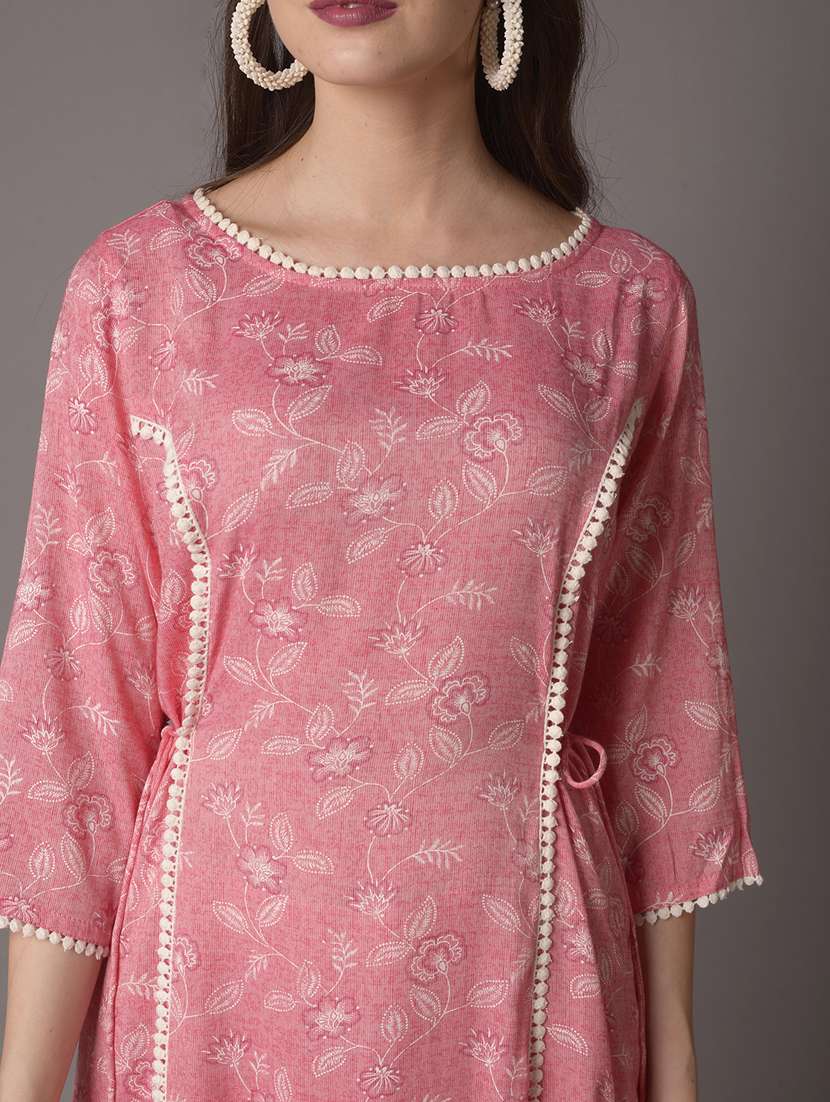 women three quarter sleeve flared kurta - 21221514 -  Standard Image - 4