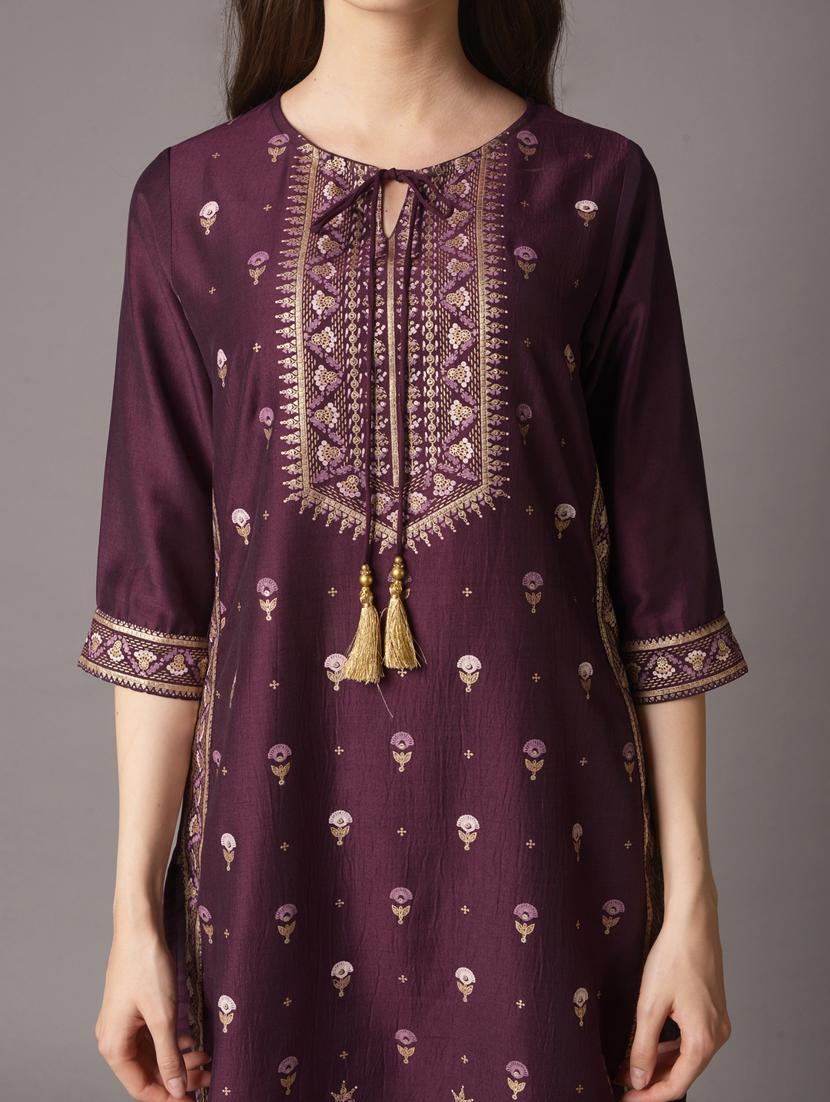 purple kurta pant set - 21221519 - Standard Image - 6