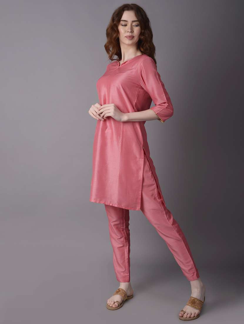 coral kurta jacket set - 21221522 -  Standard Image - 1