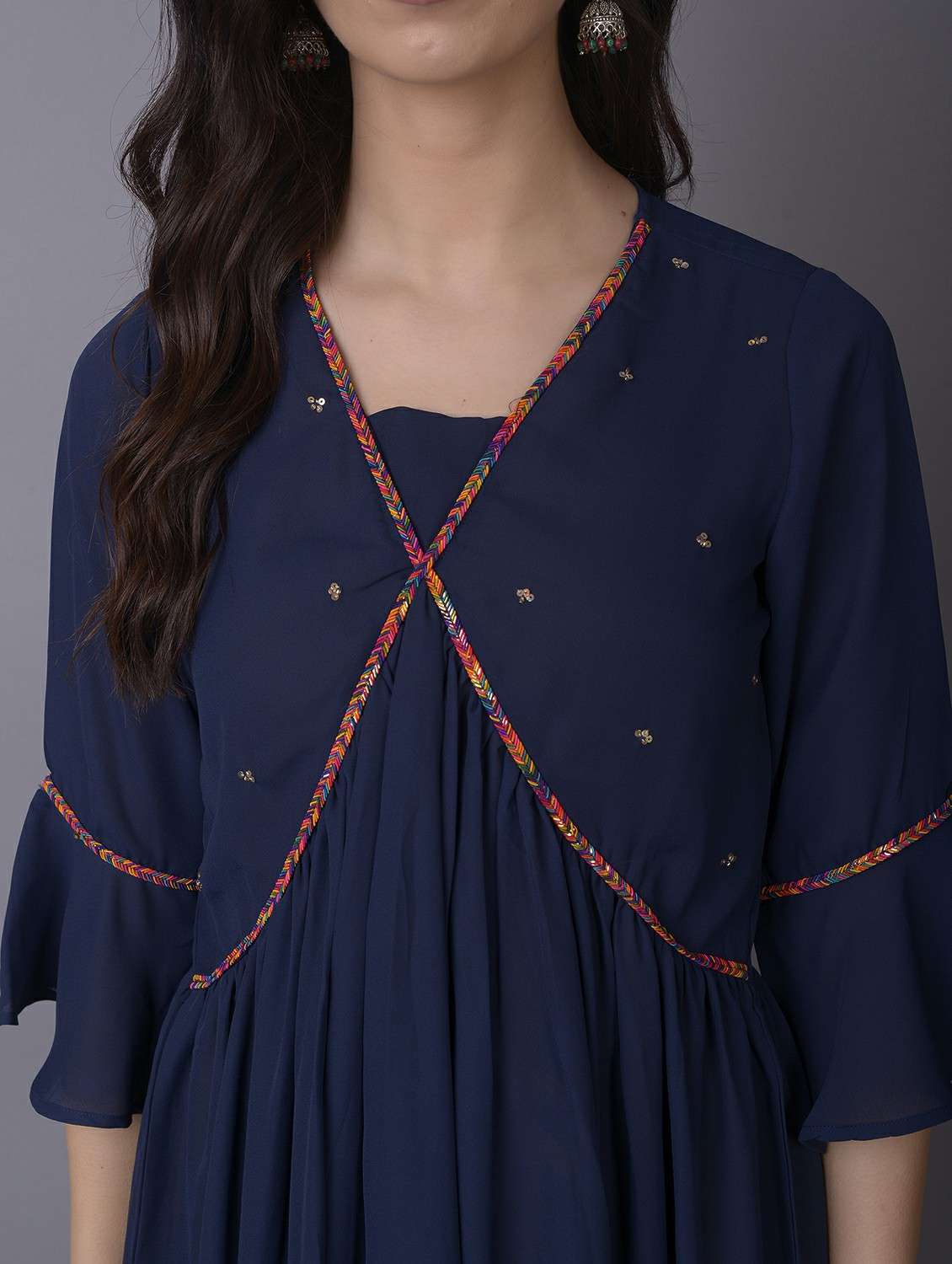women three quarter sleeve straight kurta - 21221542 - Standard Image - 4