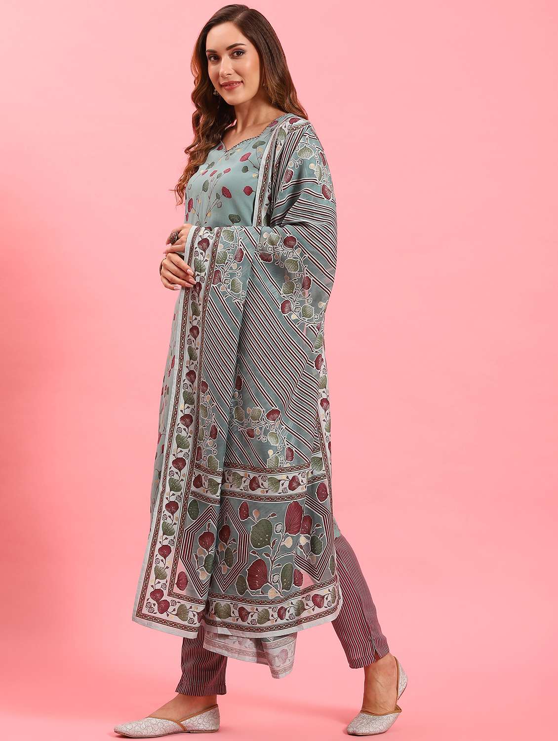 blue muslin kurta dupatta  set - 21221568 -  Standard Image - 1