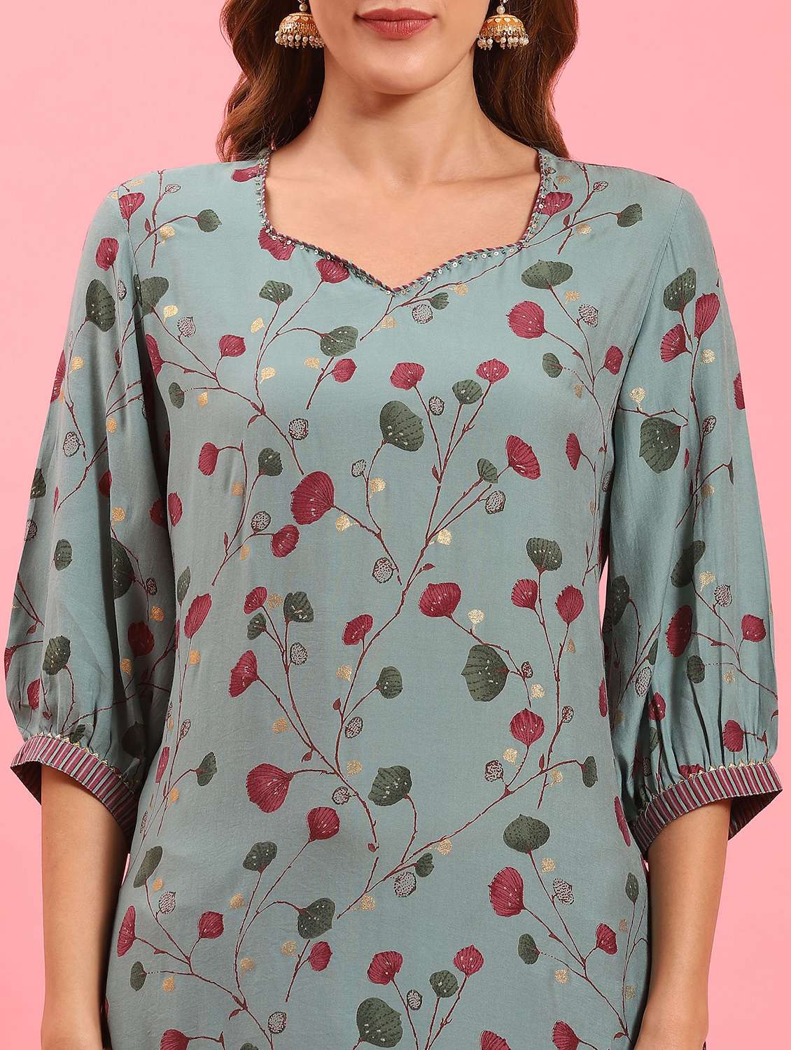 blue muslin kurta dupatta set - 21221568 - Standard Image - 4