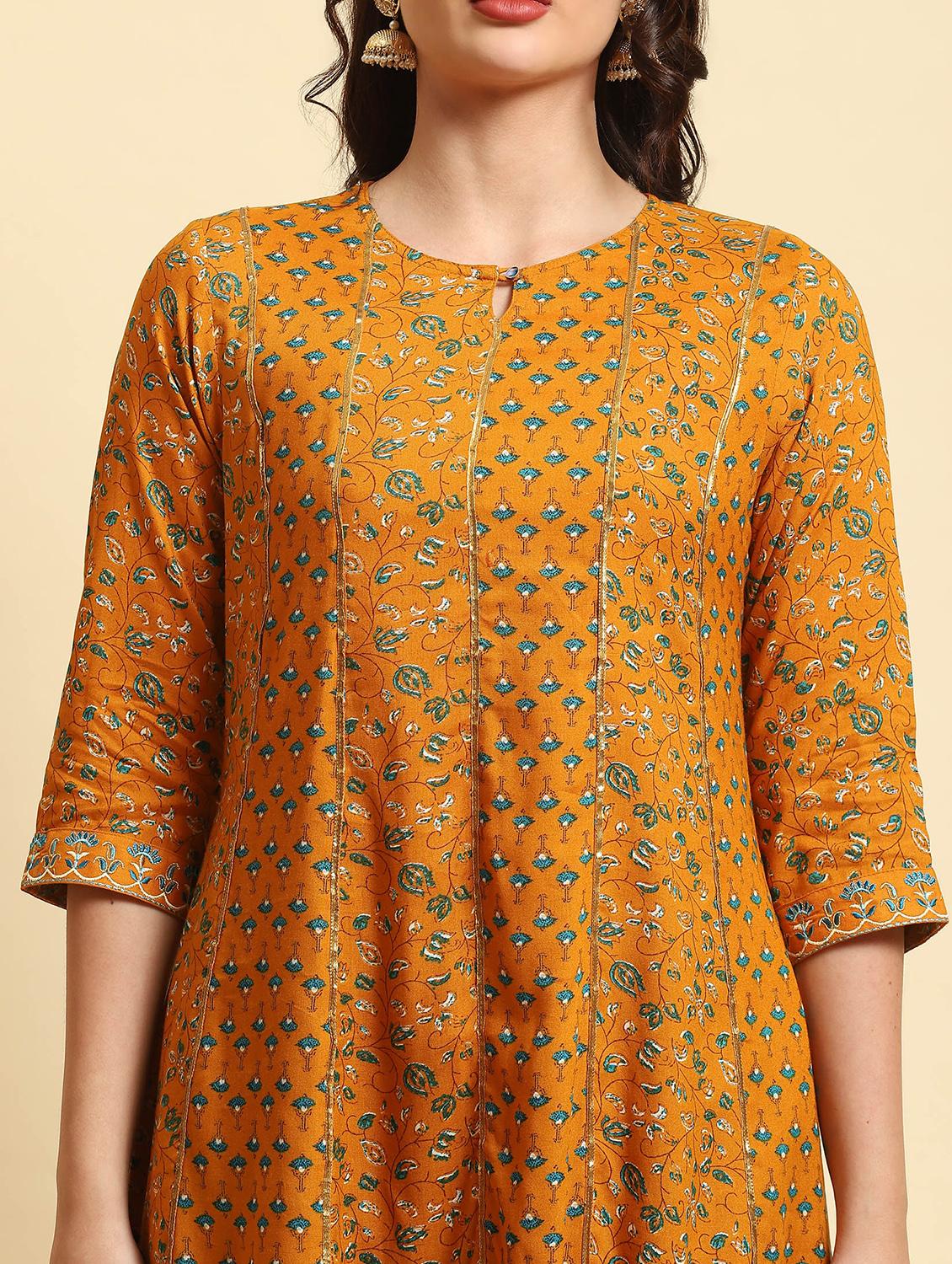women three quarter sleeve kurta pant with dupatta set - 21221580 - Standard Image - 4