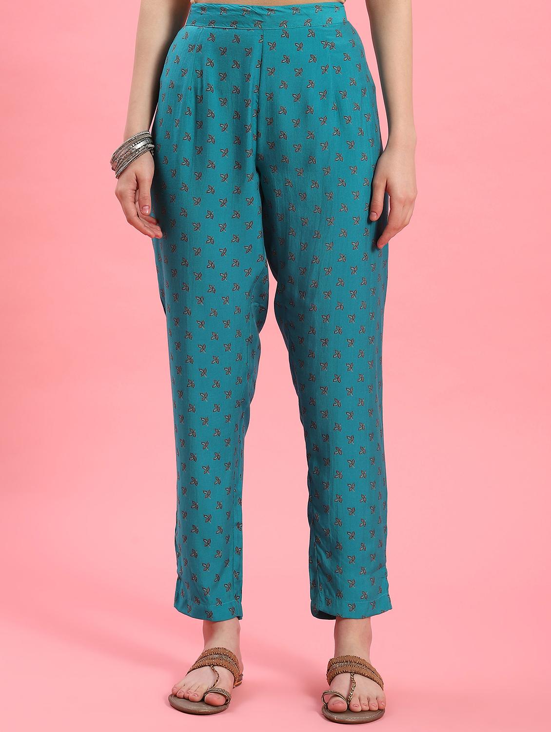 women teal printed kurta pant set with dupatta - 21221582 - Standard Image - 4