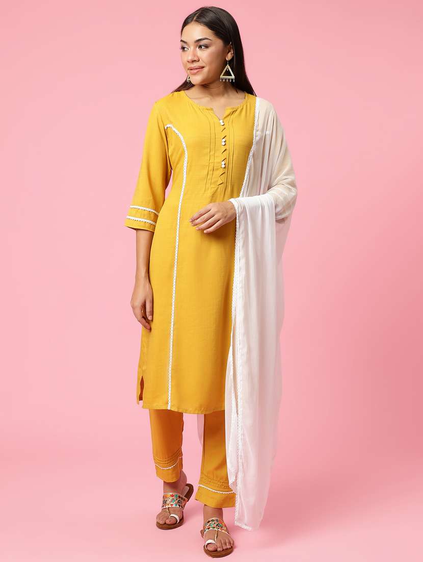 women solid kurta pant set with dupatta - 21221611 - Standard Image - 4