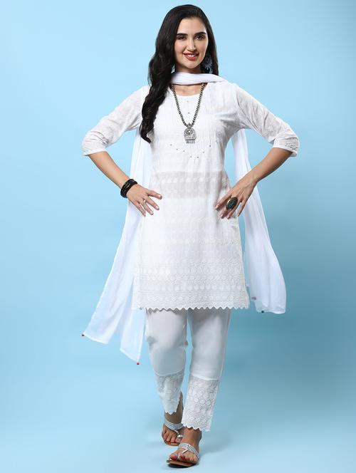 women three quarter sleeve kurta pant with dupatta set - 21221616 - Standard Image - 0