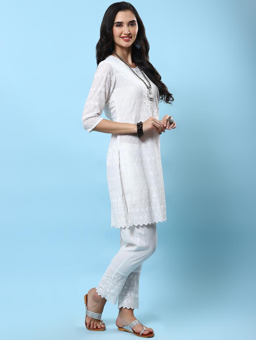 women three quarter sleeve kurta pant with dupatta set - 21221616 - Standard Image - 1