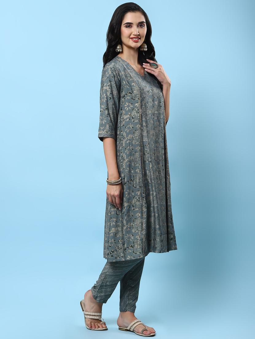 multi colored muslin kurta dupatta  set - 21221623 -  Standard Image - 1