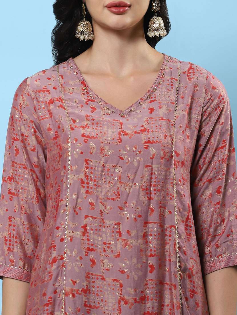 pink muslin kurta dupatta set - 21221624 - Standard Image - 6
