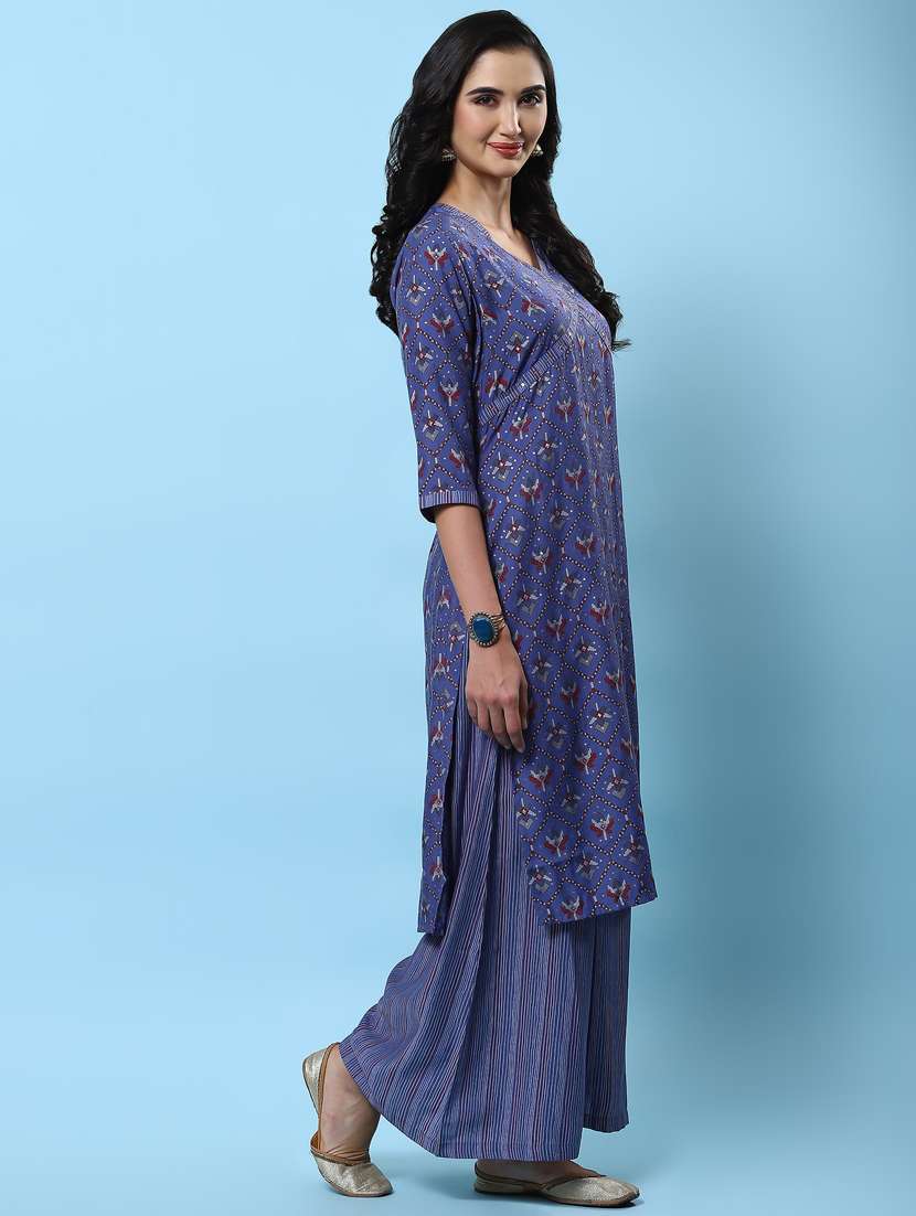 women printed kurta palazzo set with dupatta - 21221629 -  Standard Image - 1