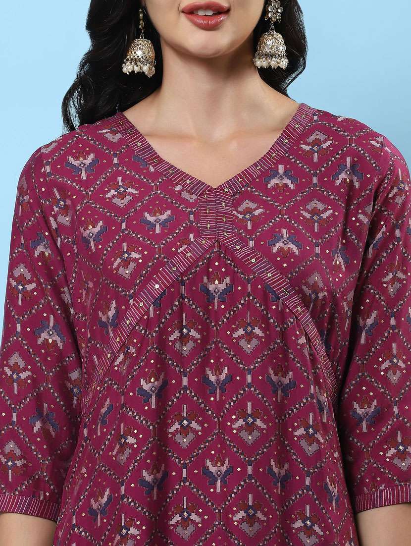 women three quarter sleeve kurta palazzo with dupatta set - 21221630 -  Standard Image - 6